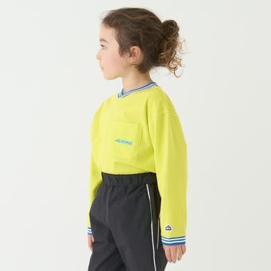 【防汙加工】天竺拼色條紋羅紋T恤