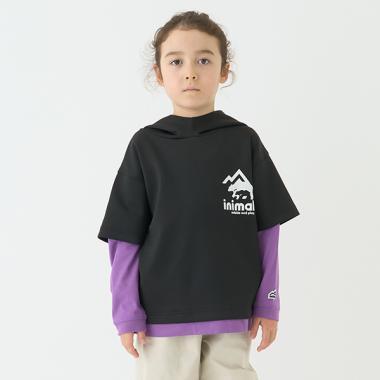 【防潑水】針織假兩件T恤連帽衫