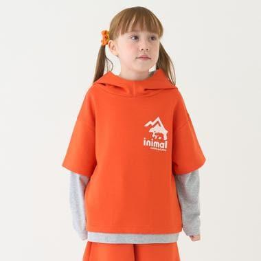 【防潑水】針織假兩件T恤連帽衫