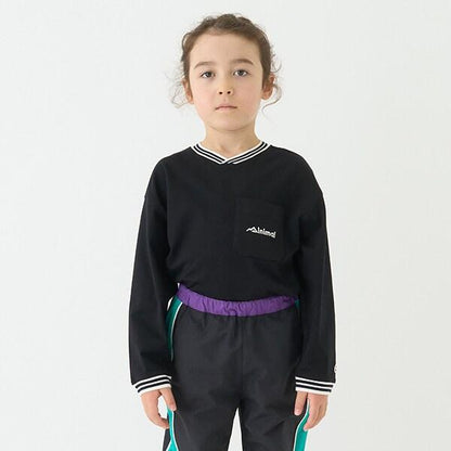 【防汙加工】天竺拼色條紋羅紋T恤