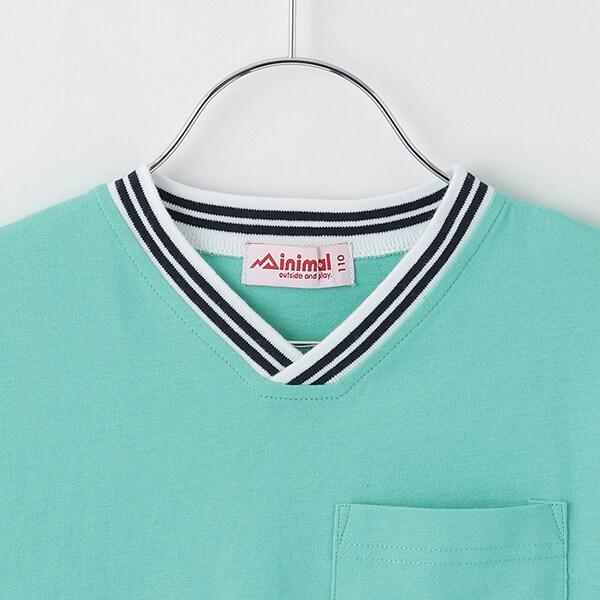 【防汙加工】天竺拼色條紋羅紋T恤