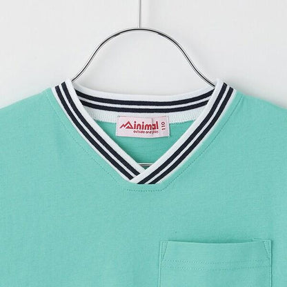 【防汙加工】天竺拼色條紋羅紋T恤