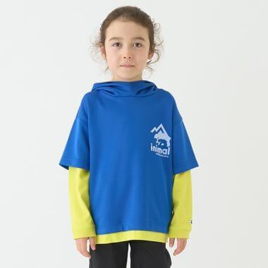 【防潑水】針織假兩件T恤連帽衫