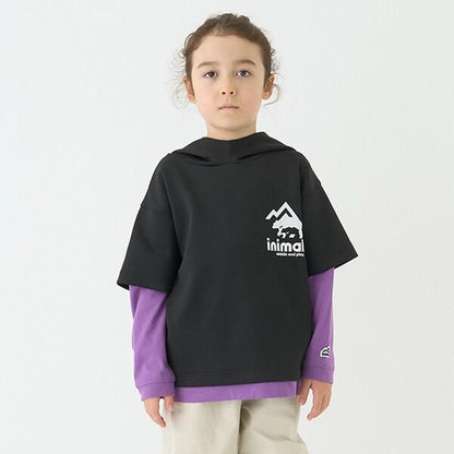 【防潑水】針織假兩件T恤連帽衫