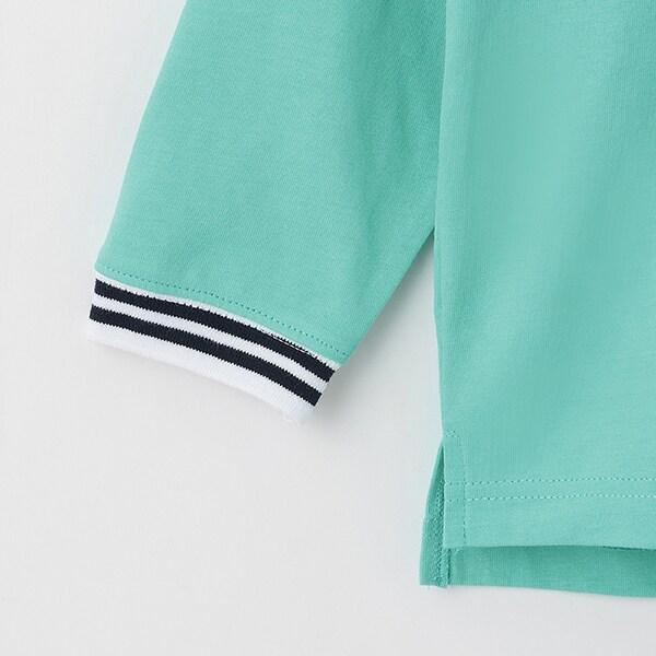 【防汙加工】天竺拼色條紋羅紋T恤