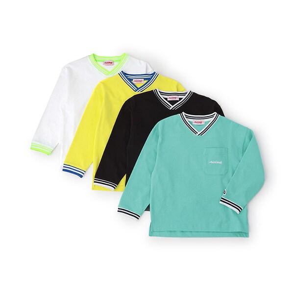 【防汙加工】天竺拼色條紋羅紋T恤