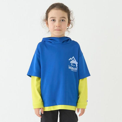 【防潑水】針織假兩件T恤連帽衫