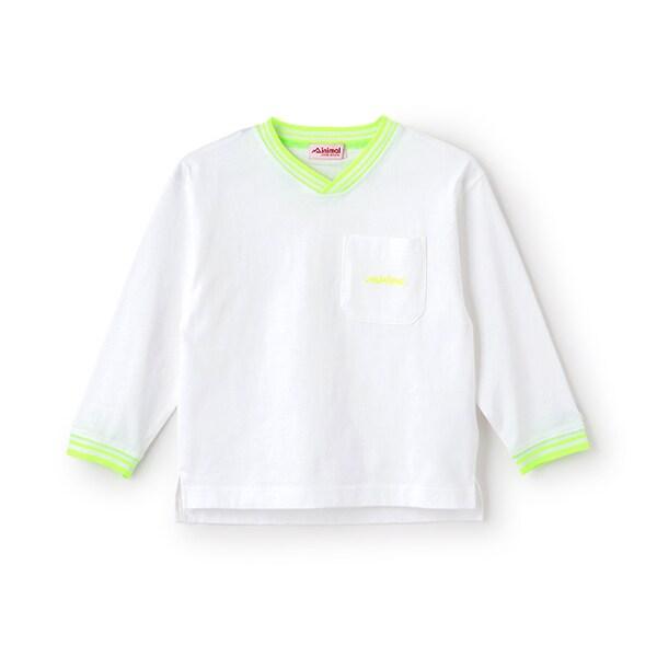 【防汙加工】天竺拼色條紋羅紋T恤