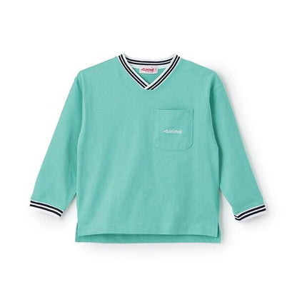 【防汙加工】天竺拼色條紋羅紋T恤