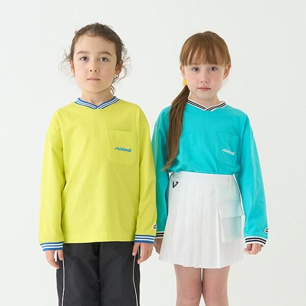 【防汙加工】天竺拼色條紋羅紋T恤