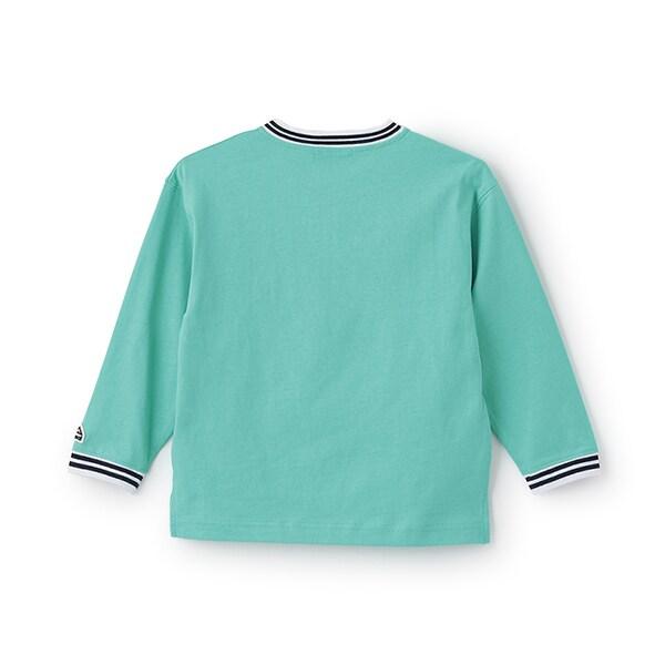 【防汙加工】天竺拼色條紋羅紋T恤