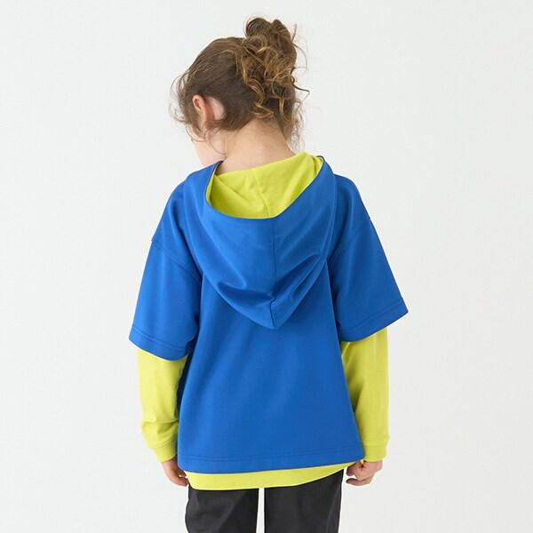 【防潑水】針織假兩件T恤連帽衫