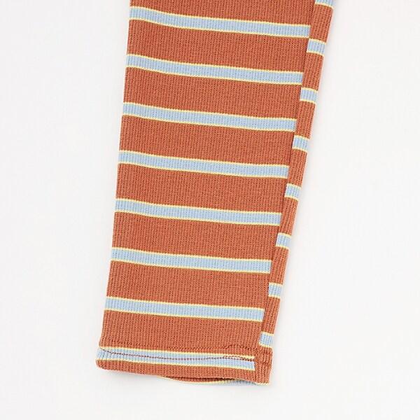 【365D.】【防汙加工】條紋羅紋打底褲