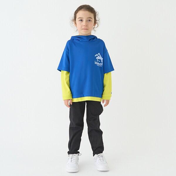 【防潑水】針織假兩件T恤連帽衫