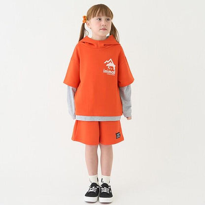 【防潑水】針織假兩件T恤連帽衫