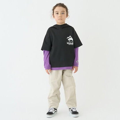 【防潑水】針織假兩件T恤連帽衫