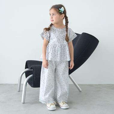 【套裝】荷葉邊襯衫&荷葉邊闊腿褲