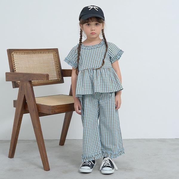 【套裝】荷葉邊襯衫&荷葉邊闊腿褲