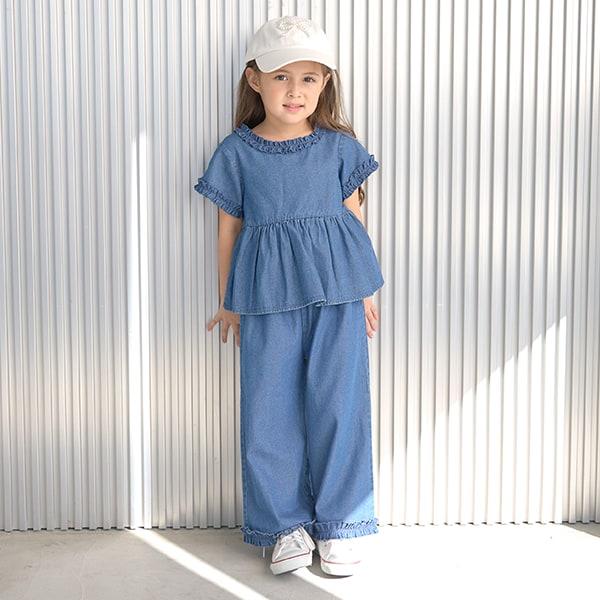 【套裝】荷葉邊襯衫&荷葉邊闊腿褲