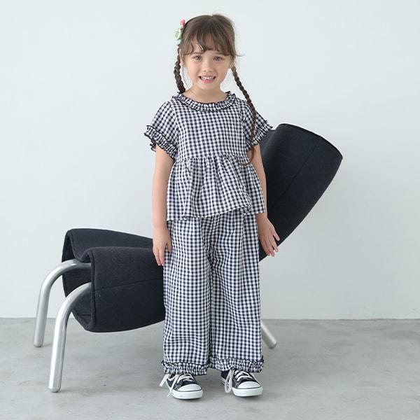 【套裝】荷葉邊襯衫&荷葉邊闊腿褲