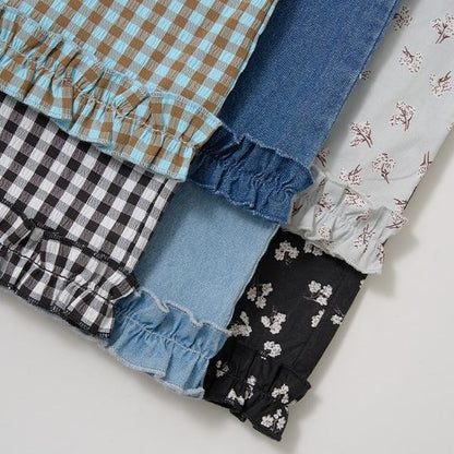 【套裝】荷葉邊襯衫&荷葉邊闊腿褲