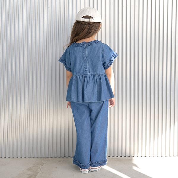 【套裝】荷葉邊襯衫&荷葉邊闊腿褲