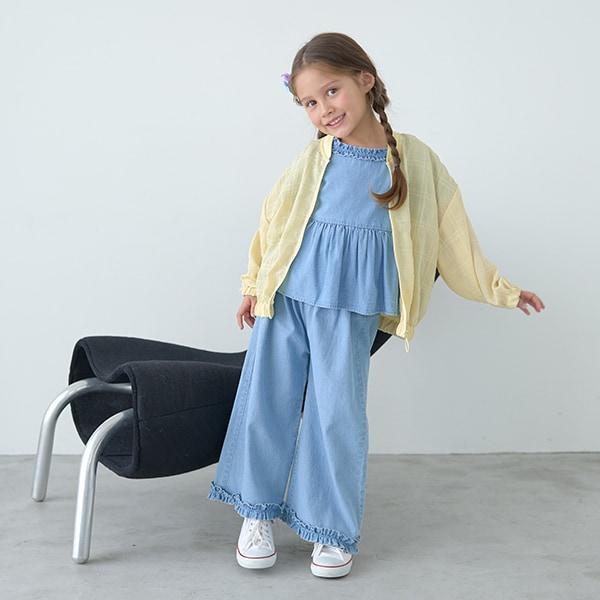 【套裝】荷葉邊襯衫&荷葉邊闊腿褲