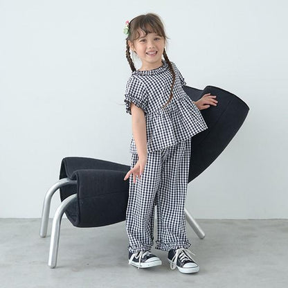 【套裝】荷葉邊襯衫&荷葉邊闊腿褲