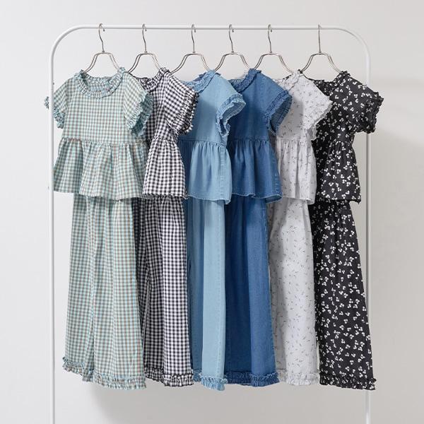 【套裝】荷葉邊襯衫&荷葉邊闊腿褲