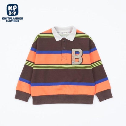 KPBOY拼接條紋POLO領衛衣（100～160）