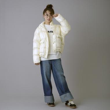 【AMI】卷邊寬鬆牛仔褲