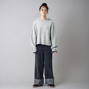 【AMI】卷邊寬鬆牛仔褲