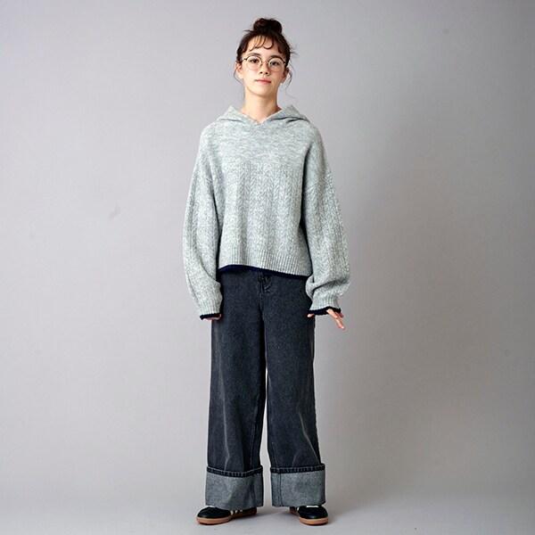 【AMI】卷邊寬鬆牛仔褲