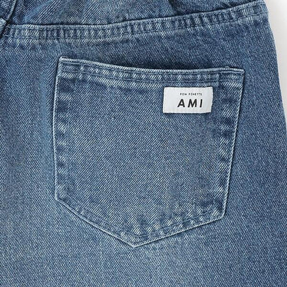 【AMI】卷邊寬鬆牛仔褲