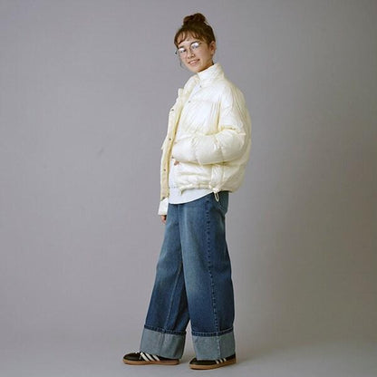 【AMI】卷邊寬鬆牛仔褲