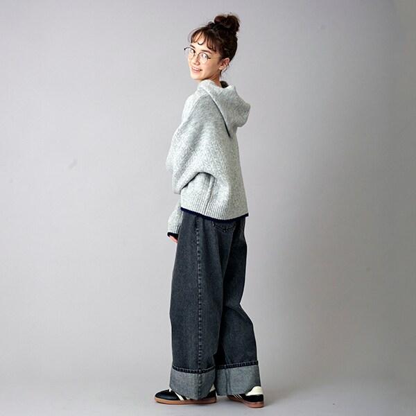 【AMI】卷邊寬鬆牛仔褲