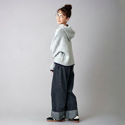 【AMI】卷邊寬鬆牛仔褲