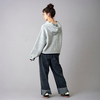 【AMI】卷邊寬鬆牛仔褲