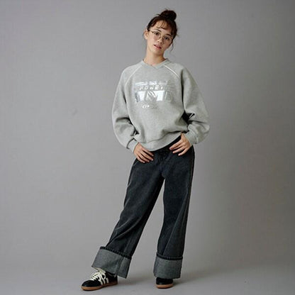 【AMI】卷邊寬鬆牛仔褲