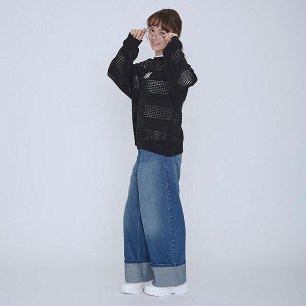 【AMI】卷邊寬鬆牛仔褲