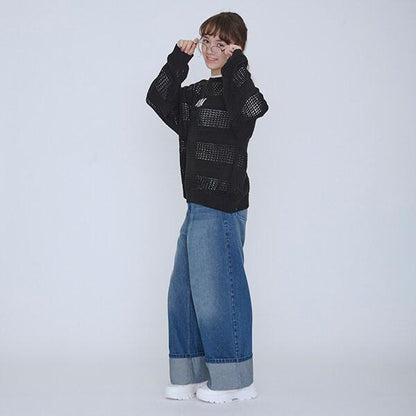 【AMI】卷邊寬鬆牛仔褲