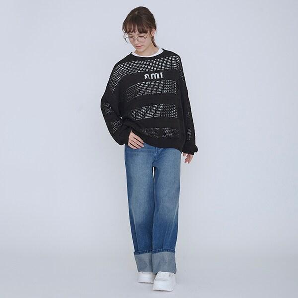 【AMI】卷邊寬鬆牛仔褲