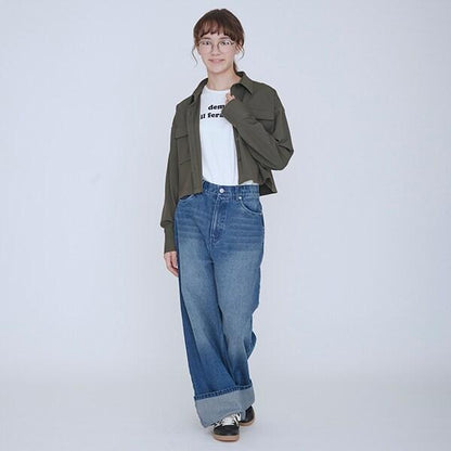 【AMI】卷邊寬鬆牛仔褲