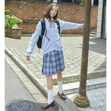 52cm長24褶格紋裙