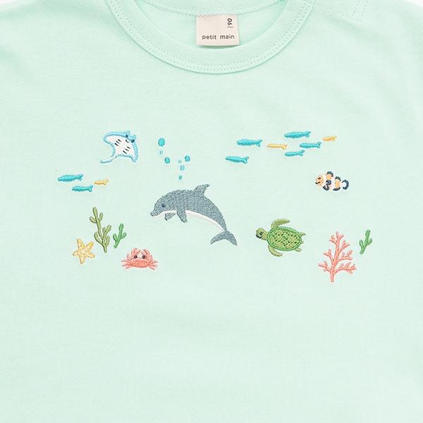 海洋生物刺繡短袖T恤