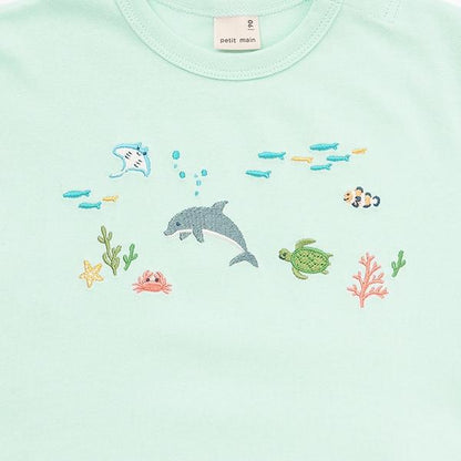 海洋生物刺繡短袖T恤