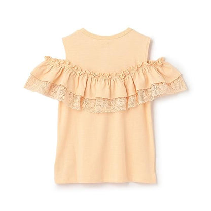 【接觸冷感/リンク】一字肩蕾絲T恤（青少年款）