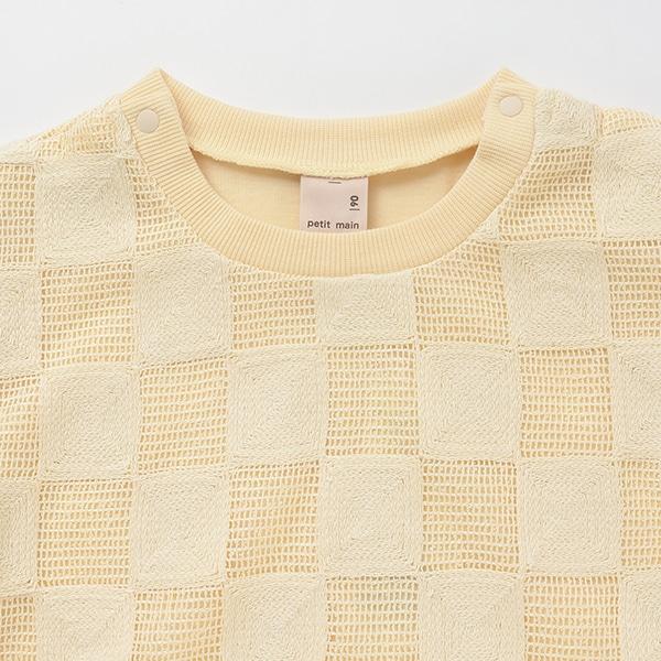 方形刺繡拼接短袖T恤