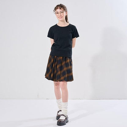 【AMI】格紋泡泡裙搭配內襯短褲套裝