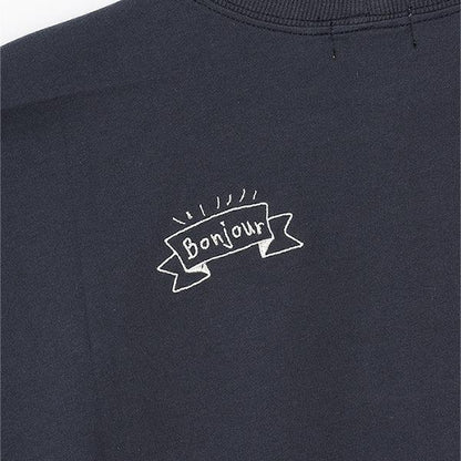 【AMI】塗鴉刺繡不對稱套頭衫